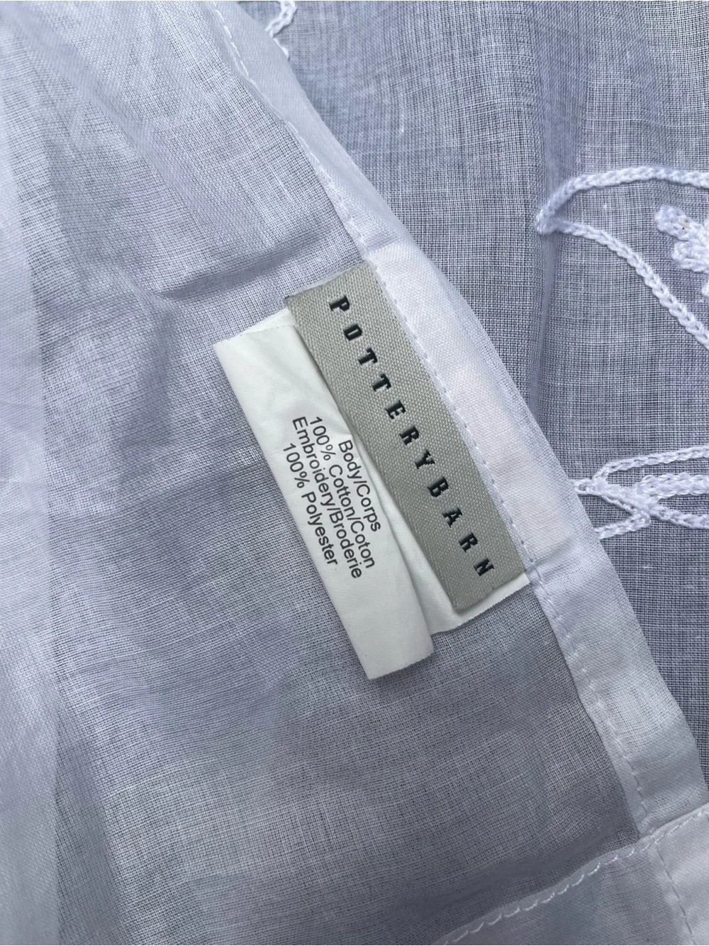 Vintage Y2K Pottery Barn White Embroidered Sheer Curtains